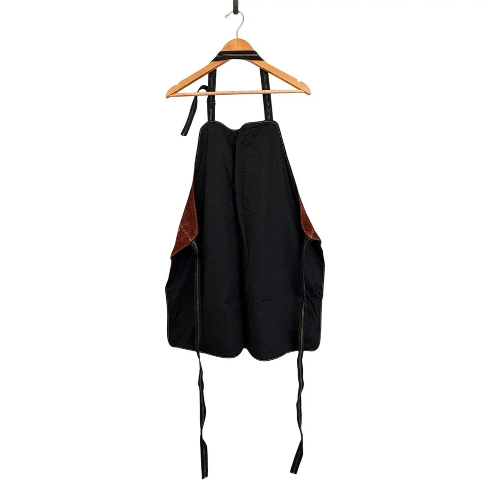 Outset Brown Leather Grill Apron Suede BBQ Smoker Adjustable Pockets Heavy Duty